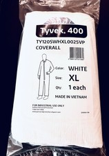Tyvek 400 Coverall White Suit Chemical Industrial Suit Spill Dry Size XLG