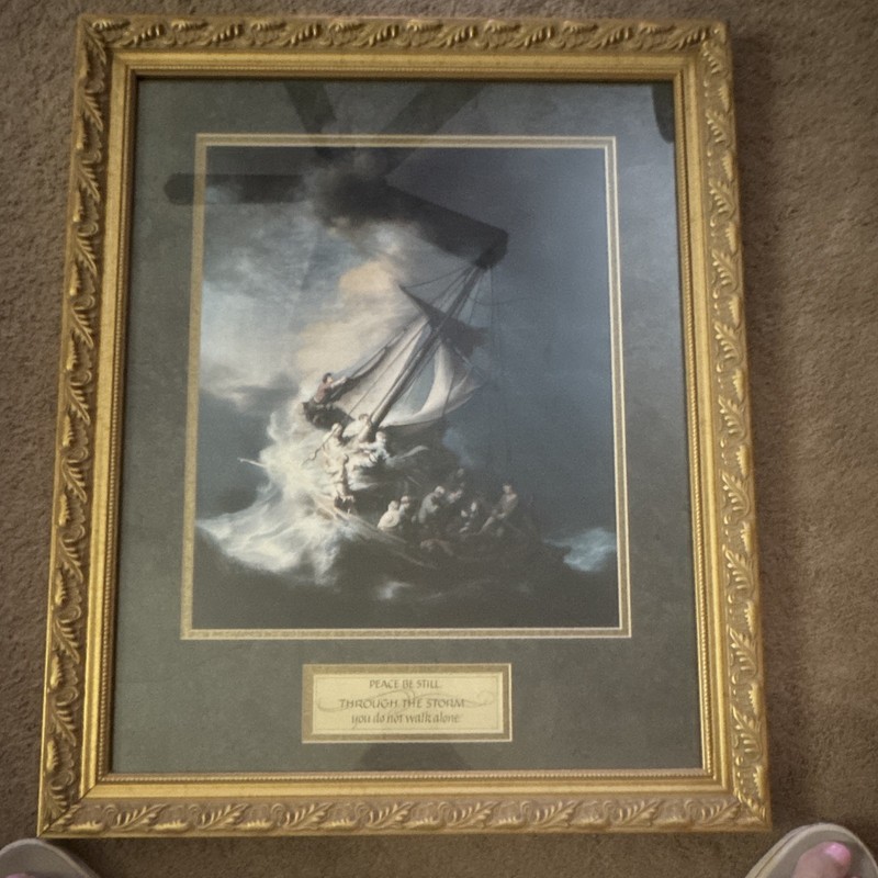Carpentree Framed Sailboat Print Religious Inspirational Vertical Multicolor