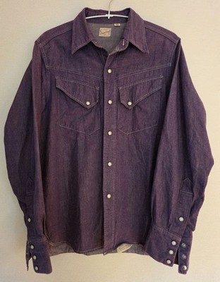 Sugar Cane Purple Western Denim Shirt Small Size M Style Cowboy Casual #411