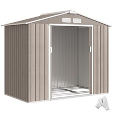 Outsunny 7 x 4ft Garden Shed Storage with Foundation Kit and Vents Light Brown