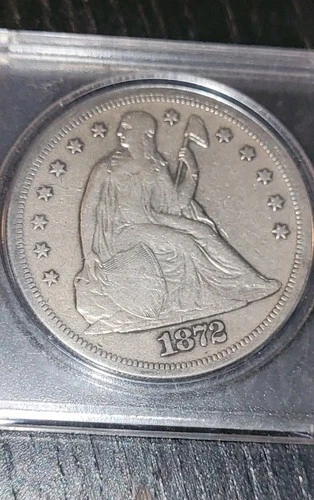 1872 Seated Liberty Silver Dollar Piece 90% Uncirculated Nice Detail Final Year