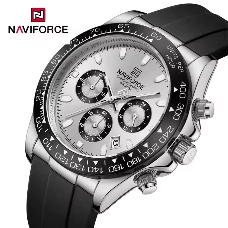 NAVIFORCE 8054 Watch Quartz Men'S Sport Watch Alloy Case Stainless Steel Band Si