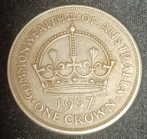 Australia  1937   1 Crown  .925  KM#34.  AWESOME 