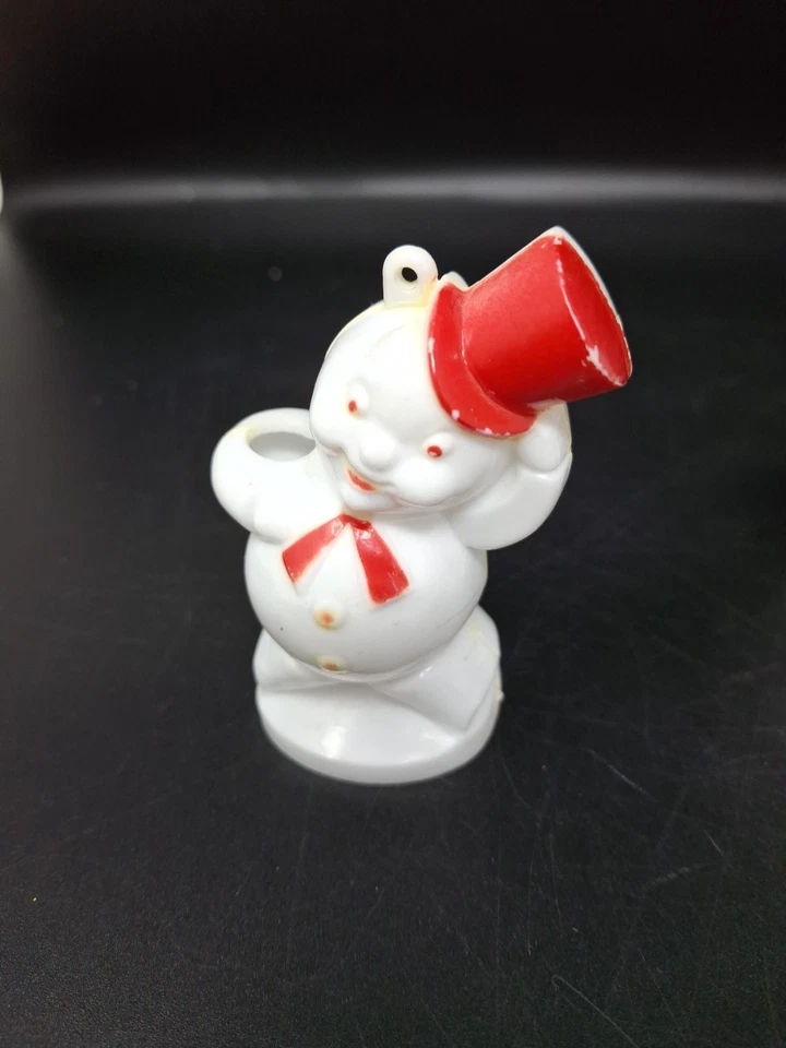 Rosbro Hard Plastic Snowman Ornaments 40s/50s Candy Containers 3” Foto 2 de 4