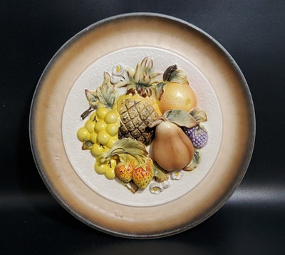 Napco Hand Painted 1962 Fruit Plate B5421 Pear Strawberry Pineapple Orange Grape