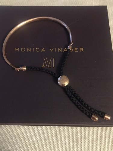 Monica Vinader Black and Rose Gold Vermeil Fiji Friendship Bracelet