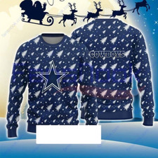 Cowboys Pine Tree Merry Xmas Ugly Christmas Sweater Full Sizes XS-5XL