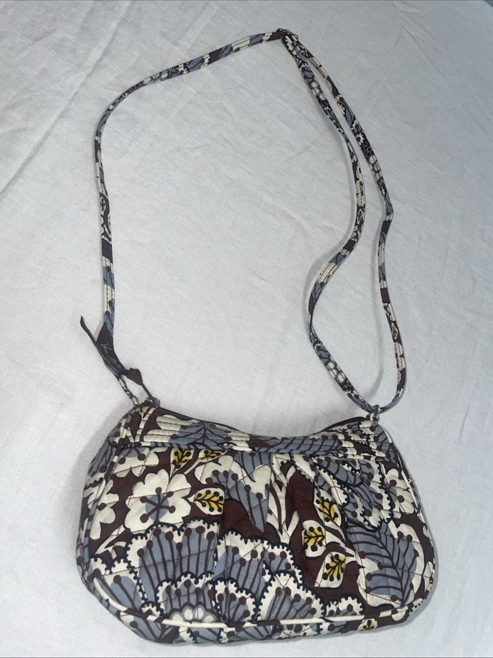 Mini Cartera Bandolera Pequeña Vera Bradley Retirada Bloom Frannie Marrón Azul Blanco Foto 2 de 4