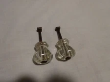 Lot of 2 VTG Clear Glass 6 Sided Cabinet Pulls Drawer Knobs Sunken Screw Heads