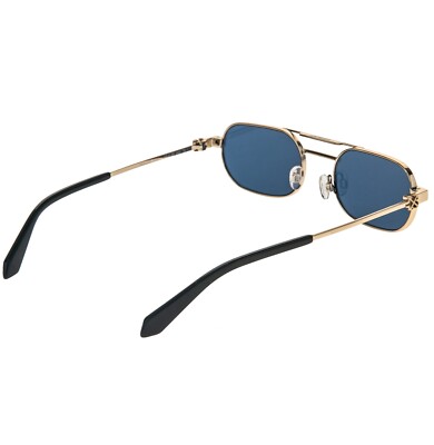 Off-White Women Sunglasses Gold Blue Oval OERI123 VAIDEN 7645 NEW AUTHENTIC OFF-WHITE OERI123 Gold Blue Square Unisex VAIDEN Arrow Logo  main image 4