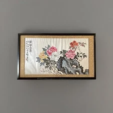 VTG Large Chinese Original Acrylic & Ink Flowers Painting By Gao Yihong 1908-82