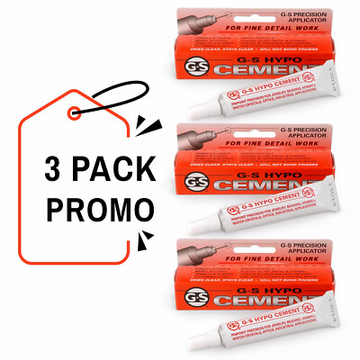 3-PACK: G-S Hypo Cement Adhesive for Plastic, Fibers, Stones, Pearls, Ceramics