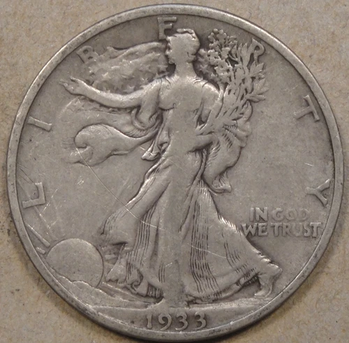1933-S Walking Liberty Half Dollar 50c VF Old Obv. Scratch
