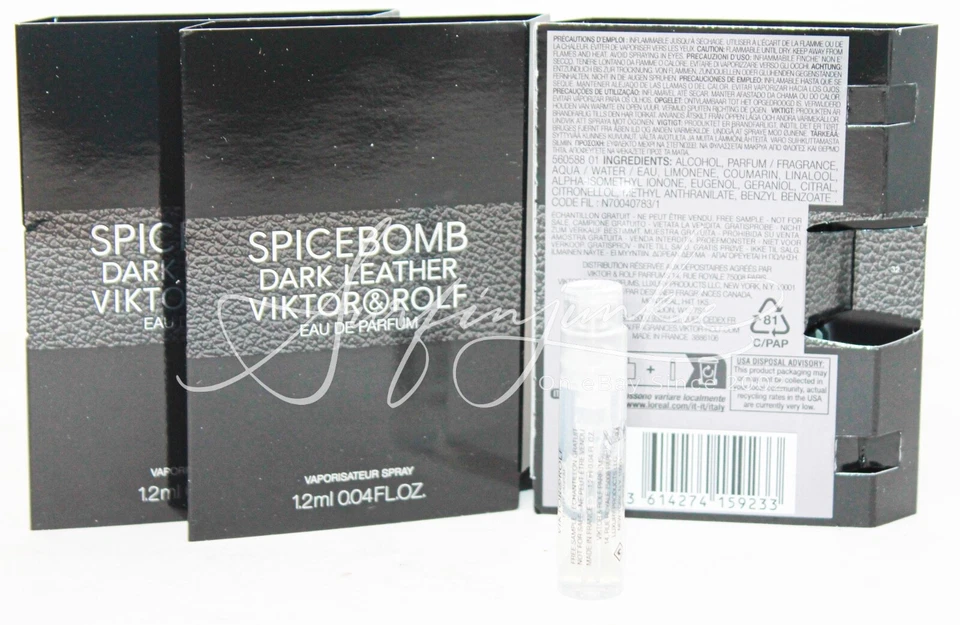 Viktor & Rolf Spicebomb Eau de Parfum Cuero Oscuro .04 OZ Mini Vial Spray 3 piezas Foto 2 de 2