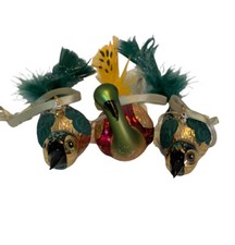 3- Vintage Mercury Glass Bird Feathers Christmas Ornament 6  Czech Republic NEW