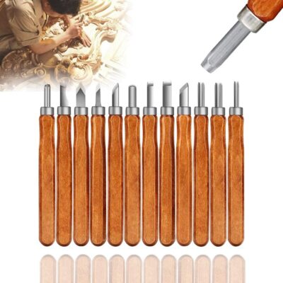 12pcs Wood Carving Tools Carbon Steel Carving Knife Kit for DIY Carpenter Gift