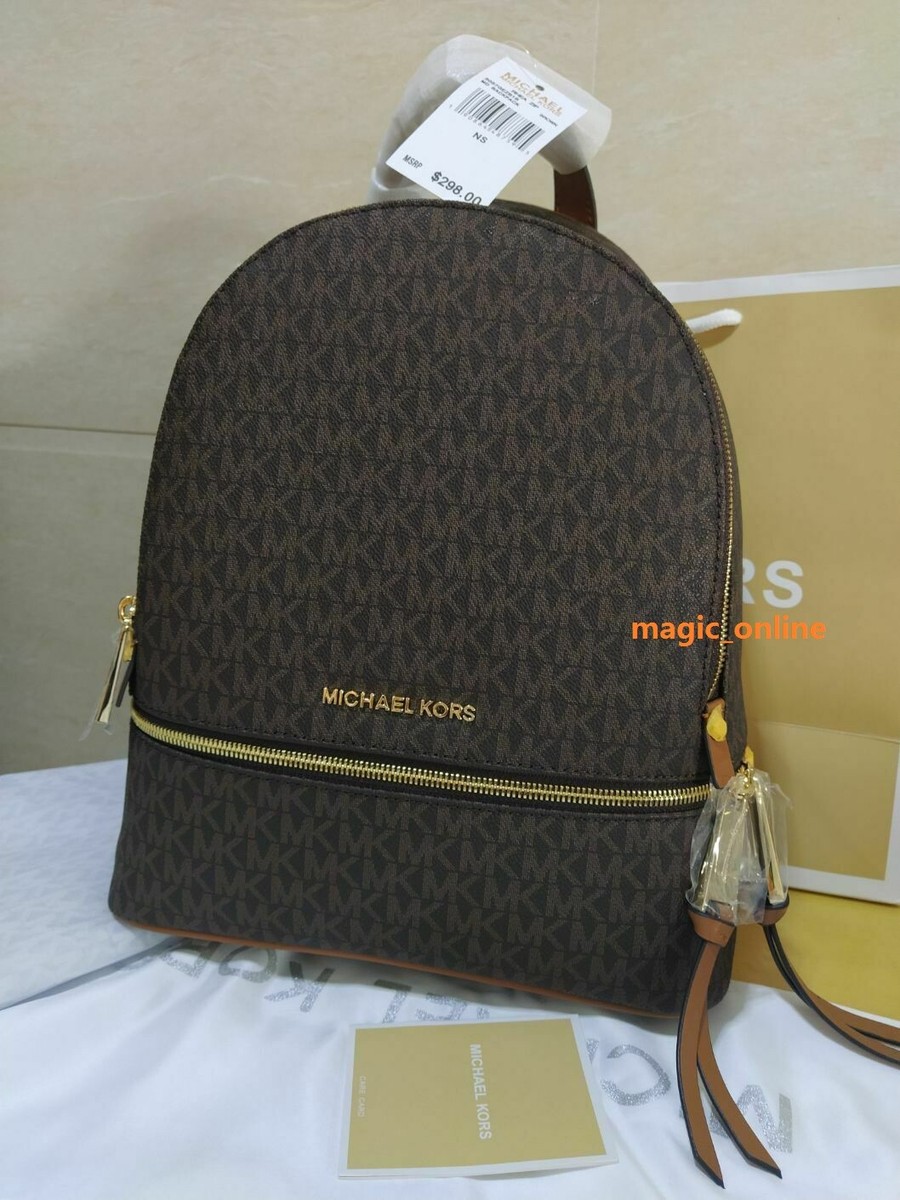 Michael Kors Brown Signature MK Backpack - Brown Authentic MICHAEL KORS JET SET ITEM LARGE CHAIN BACKPACK | eBay UK main image 3