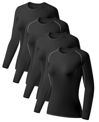  4 Pack Women's Compression Shirt Long Sleeve Small Long Sleeve-4black