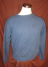 IZOD Mens Long-Sleeve Crewneck Knit Sweater, Blue, Cotton, Size L, New Reg 60
