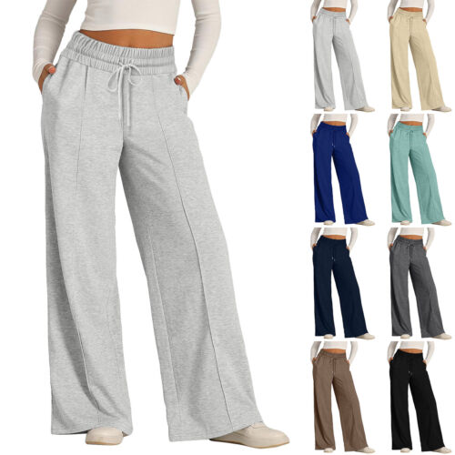 Women Oversized Wide Leg Lightweight Pants Sweatpants Elastic Drawstring