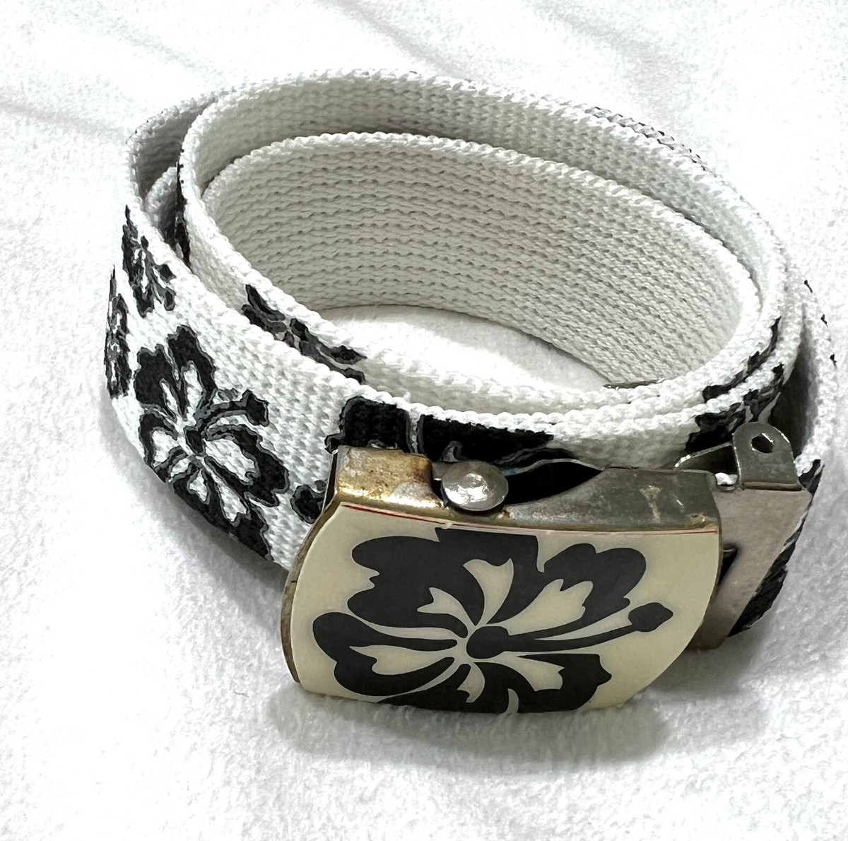 Black and White Floral Belt with Silver Buckle ?? Shyanne Women main image 4