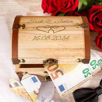 Schatztruhe zur Hochzeit mit Gravur
