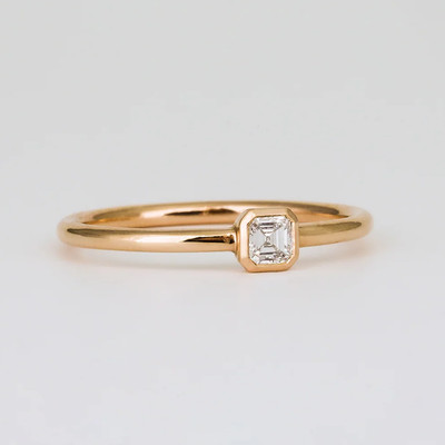 0.25 Ct GLI HRD Lab Grown Asscher Cut Diamond Stacking Band Ring 18k Yellow Gold