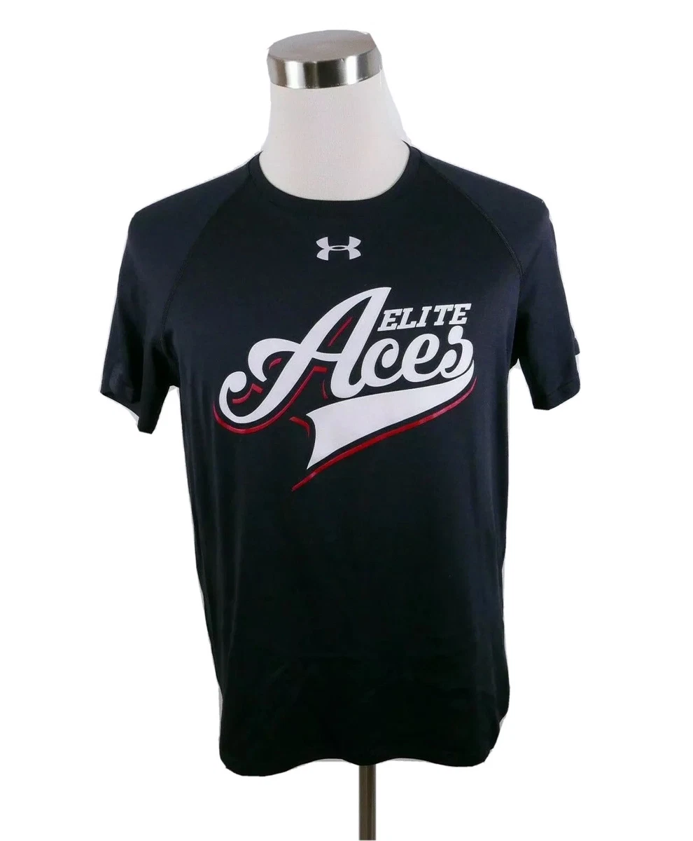Under Armour Mens Loose Fit Heat Gear SS Navy Blue T Shirt Medium ELITE ACES