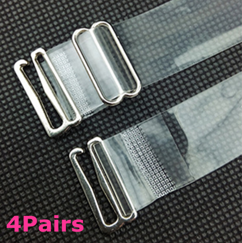Correas de sujetador transparentes desmontables de 1,8 cm de ancho gancho de metal ajustable 4 pares