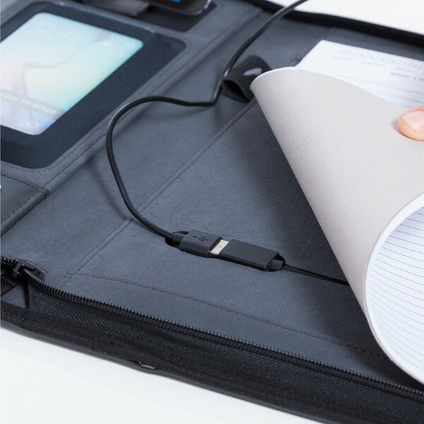 Cahier de notes avec power bank 5000 mAh noir pour éviter les pannes de batterie de téléphone