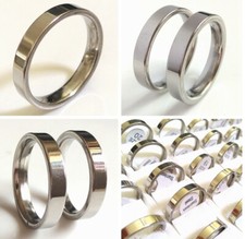 50pcs 16-21mm 4mm Band Ring Silver Stainless Steel Wedding Rings Elegant Jewelry