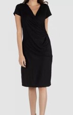 24seven Comfort Apparel Women's Black Faux Wrap Over USA Dress Plus Size 2X