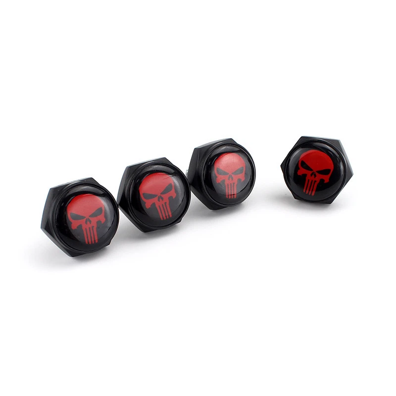 4pcs Red Punisher Logo Car Rear License Plate Frame Anti-theft Fixing Screw Kit - Image 2 of 4
