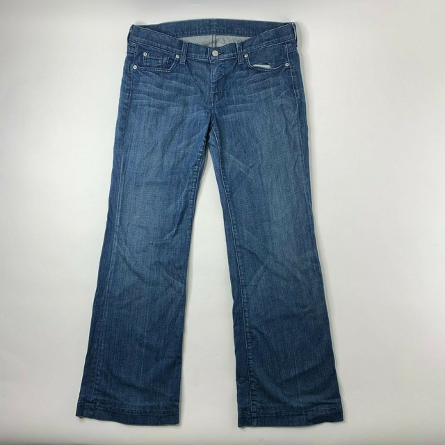 7 SEVEN FOR ALL MANKIND DOJO Jeans Size 32 Wide Leg Blue | eBay