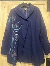 Women’s Vintage Carson Xl Wool Peacock Feather Embroidered Jacket Buttons