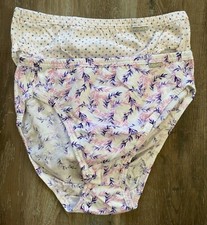 JOCKEY Elance Woman's 2 Pair of French Cut Panties Size 6 Pink/White/Purple