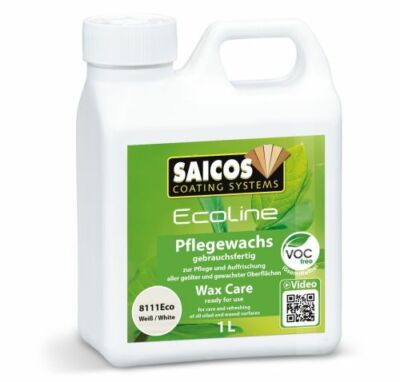 SAICOS Ecoline 8111Eco Weiß transparent Pflegewachs 1 Liter für Holzoberfläche