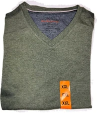 Weatherproof Vintage Mens Long Sleeve V-Neck Shirt (XXL, HTHR Dusty Olive)