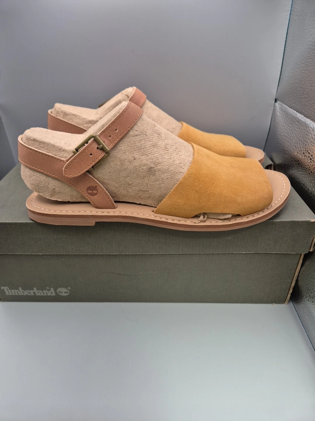 Sandali da donna Timberland Sheafe cinturino a Y A14W9 in pelle con cinturino marrone UK 7