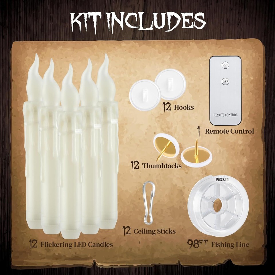 Halloween Decorations Hanging Floating Candles with Remote Control