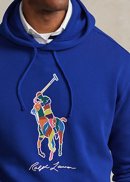 Felpa con cappuccio pullover in pile Polo Ralph Lauren vestibilità sciolta colorata grande pony 2XL