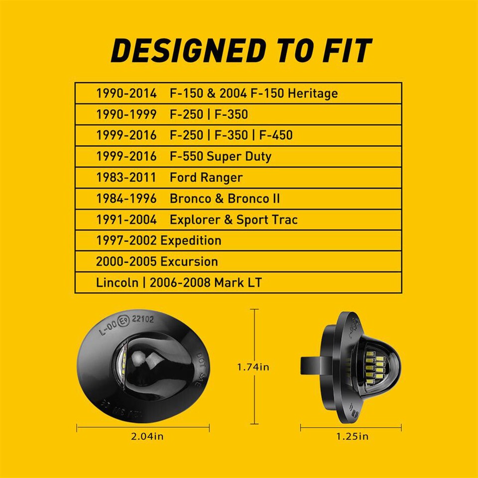 AUXITO 2X LED Licence Number Plate Light For Ford Ranger Explorer F150