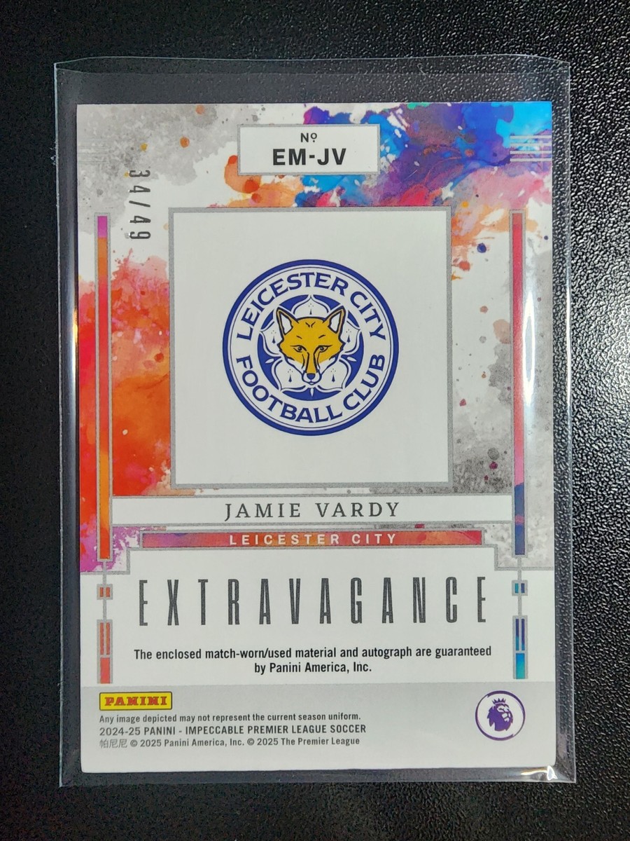 世界74枚限定！PANINI JAMIE VARDY  直筆サインカード JAMIE VARDY 2024-25 Panini Impeccable EPL #34/49 MATCH WORN