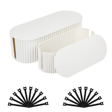 2 Pack Cable Management Box, Cord Organizer Box with 20 Cable Ties, Power Str...