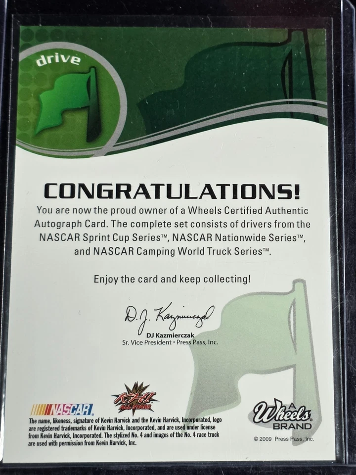 2009 Press Pass Wheels Green Flag Autogrpah Ricky Carmicheal - Image 2 of 2