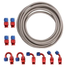 AN6 -6AN AN-6 Red Swivel Fitting Stainless Steel Braided Fuel Line Hose 20FT Kit