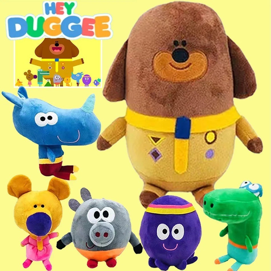 Hey Duggee Plush Toy Set – 6 Cartoon Soft Stuffed Dolls 25cm Each