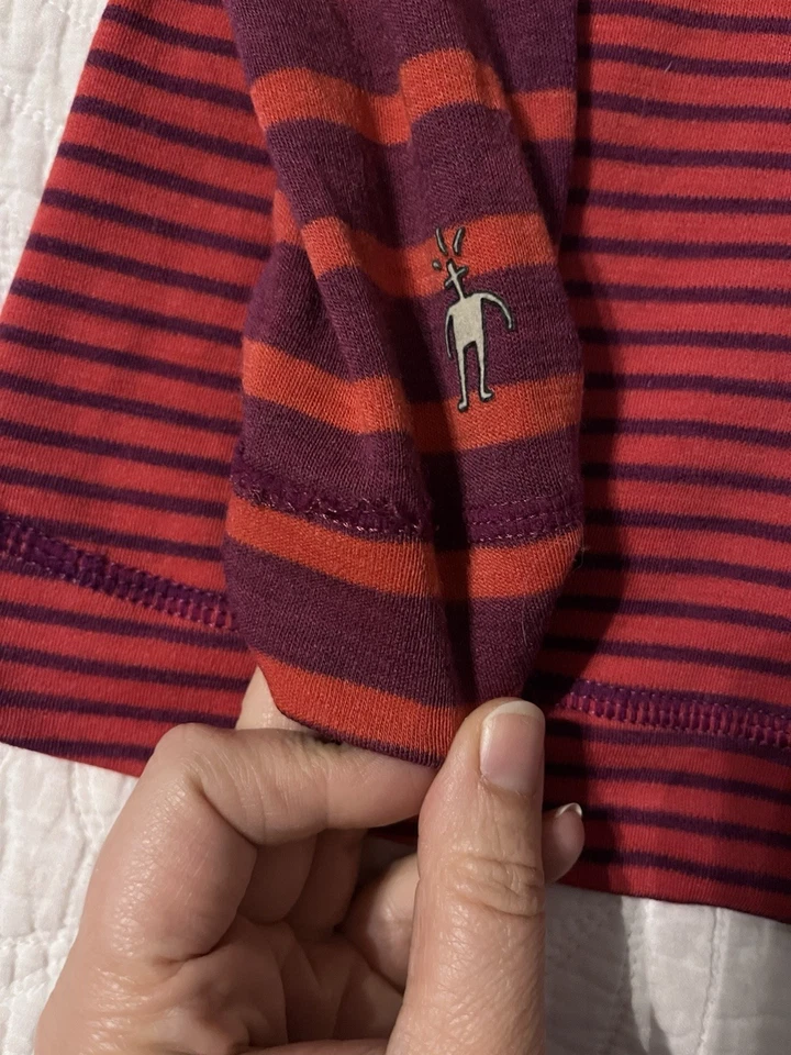 Smartwool Running Shirt, Red And Purple Striped, Size Large - Image 4 of 4