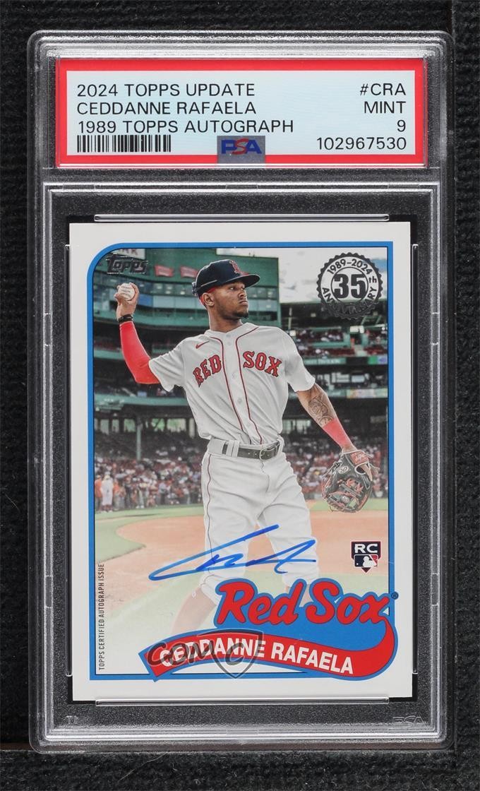 2024 Update 1989 Topps Baseball Ceddanne Rafaela PSA 9 MINT Rookie Auto RC 1cx5