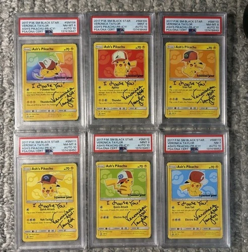 Ash's Pikachu lot Autographed By Veronica Taylor PSA Graded